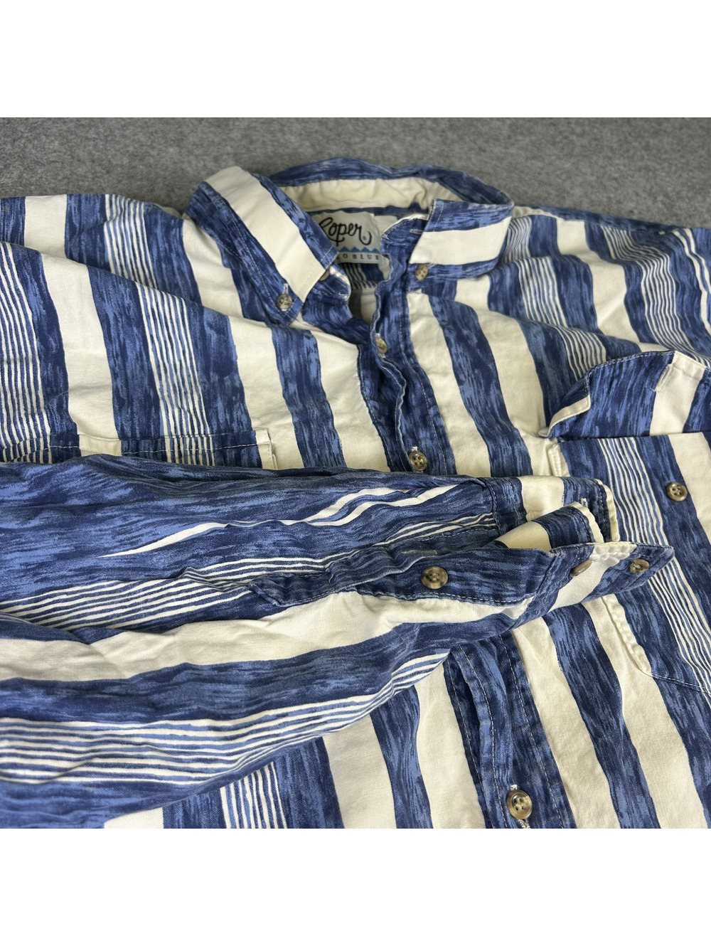 Vintage Roper Rodeo Blue Button Up Western Shirt Mens XXL Long Sleeve Striped